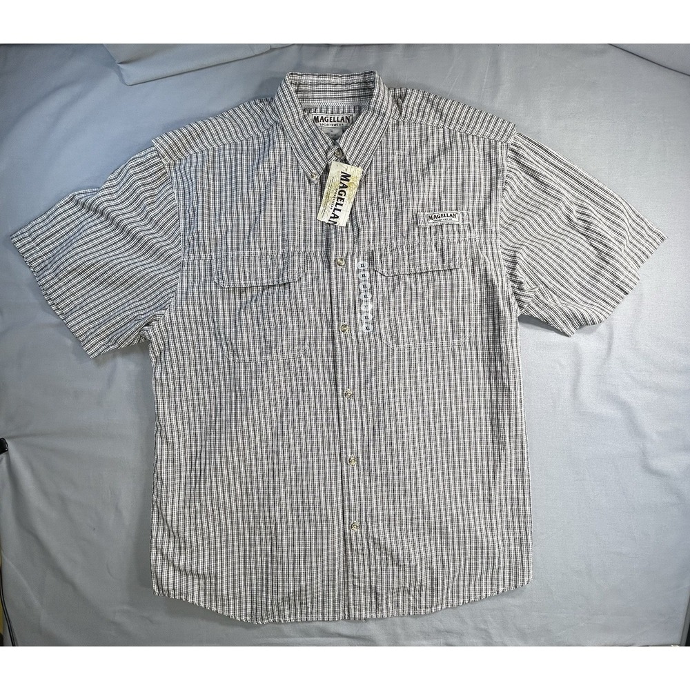 Magellan Button Down plaid short sleeve Shirt men's XL NEW‎ hiking camping